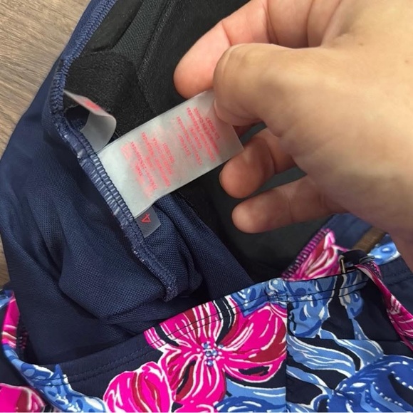 Lilly Pulitzer Navy One-Piece Swimsuit with Pink & Blue Floral Print - Picture 3 of 3